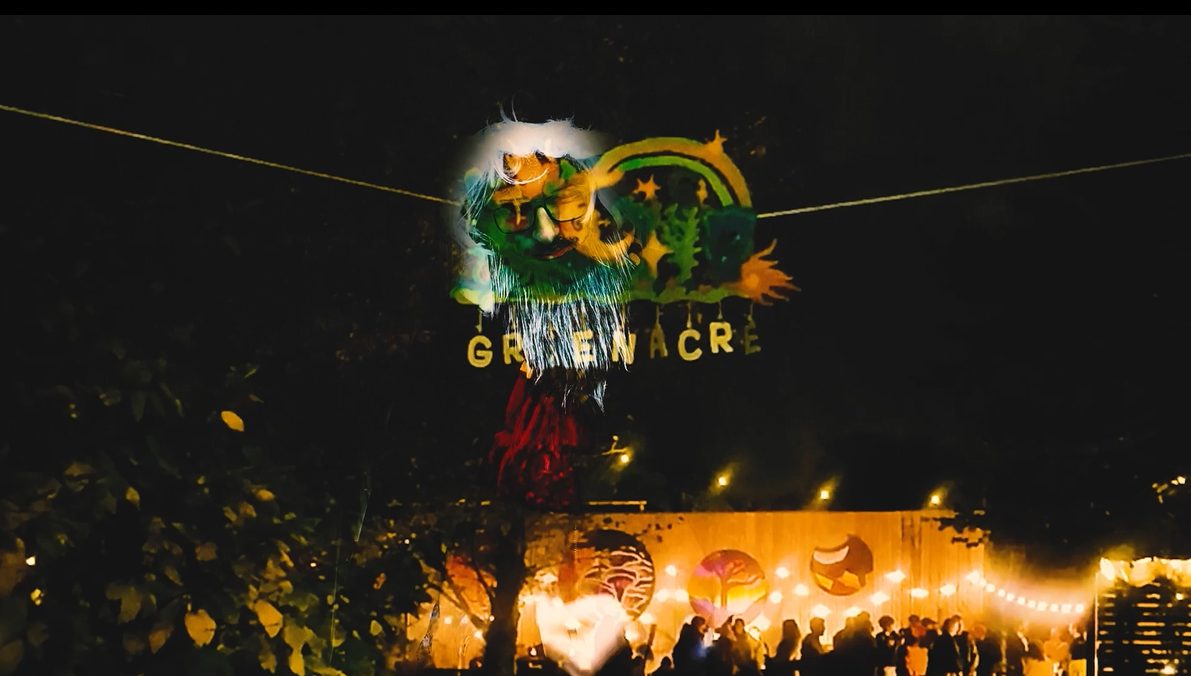 Greenacre illuminated at night during the Samhain festival
